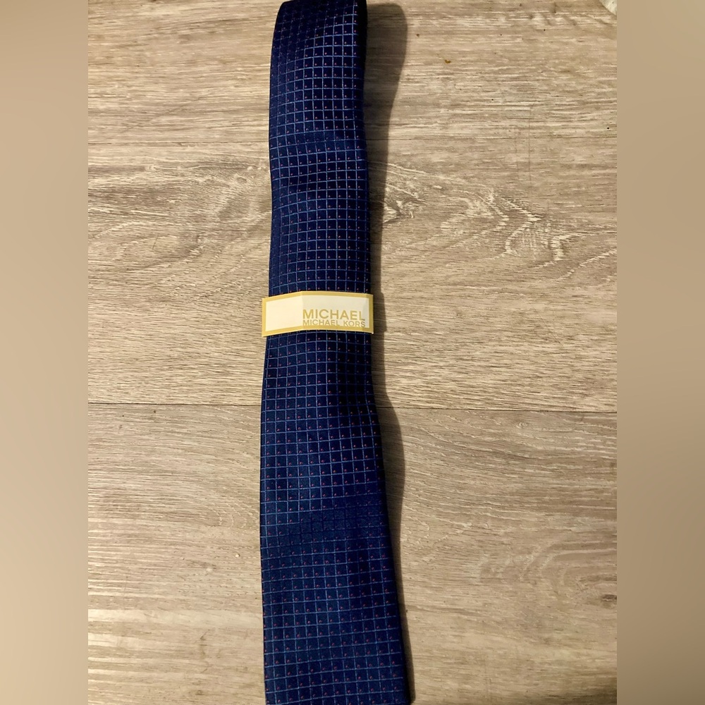 MICHAEL Michael Kors Dark Blue Checkered Tie